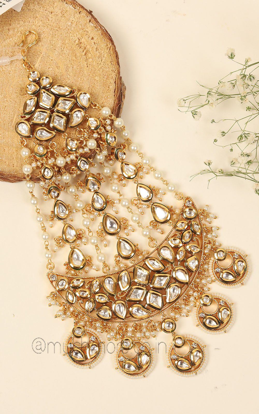 Much-More Premium Gold Finish Kundan Pearl Passa Online