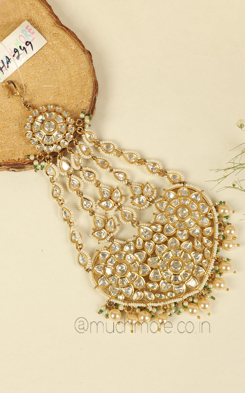 Gold Polish Kundan With Pearl Over Size Passa Jhoomer