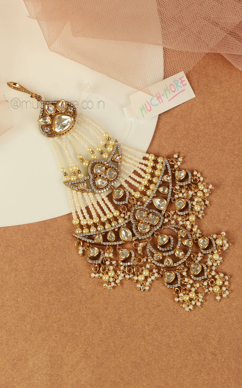 Pearl Passa Jhoomer With Kundan Work For Bride To be