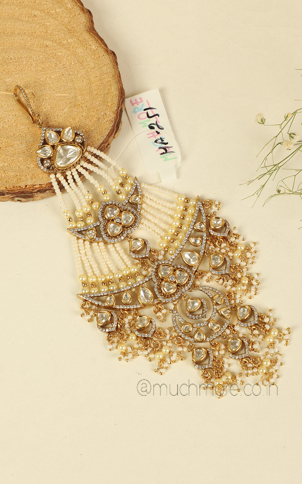Pearl Passa Jhoomer With Kundan Work For Bride To be