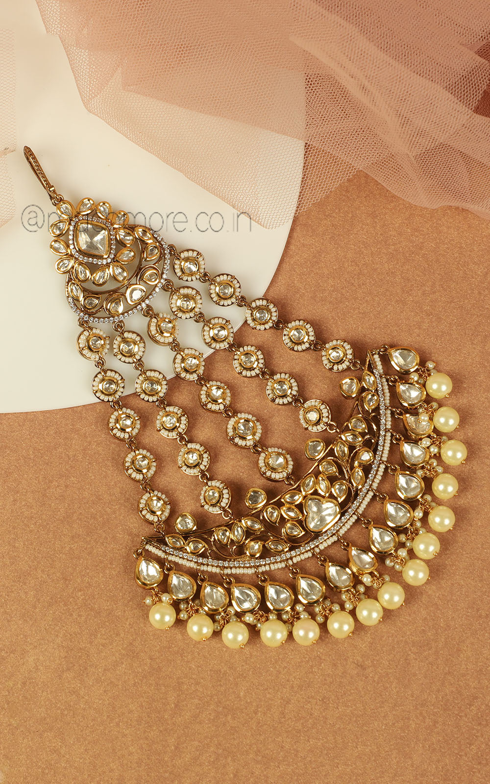 Buy Kundan With Pearl Passa Side Jhoomer For Bride