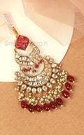 Ruby Drop Kundan With Gold Polish Crescent Moon Passa Jhoomer
