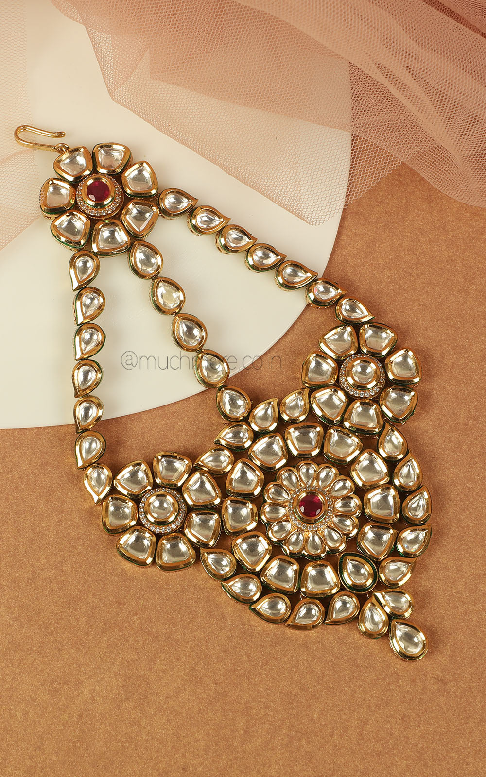 Claasic Gold Polish Kundan And Ruby Touch Passa Jhoomer