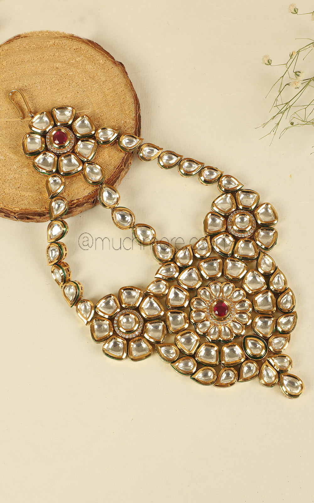 Claasic Gold Polish Kundan And Ruby Touch Passa Jhoomer