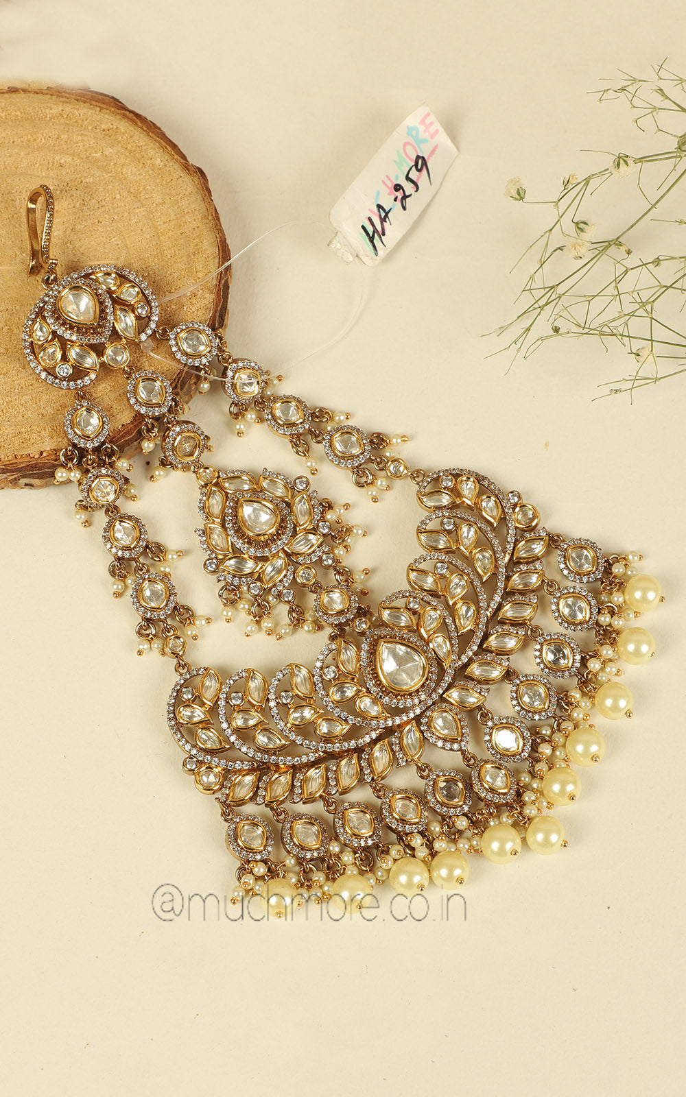 Lotus Flower With Pearl And Kundan Passa Jhoomer