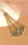 Peacock Mint Green Kundan With Pearl Side Passa Jhoomer