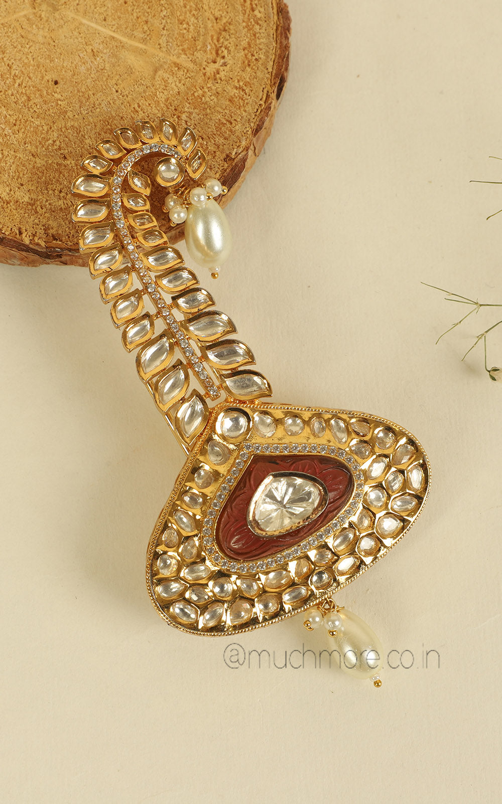 Uncut Kundan And Gold Polish Kalgi For Groom