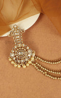 White Kundan Kalgi With Pearl Drops And Pearl Latkan
