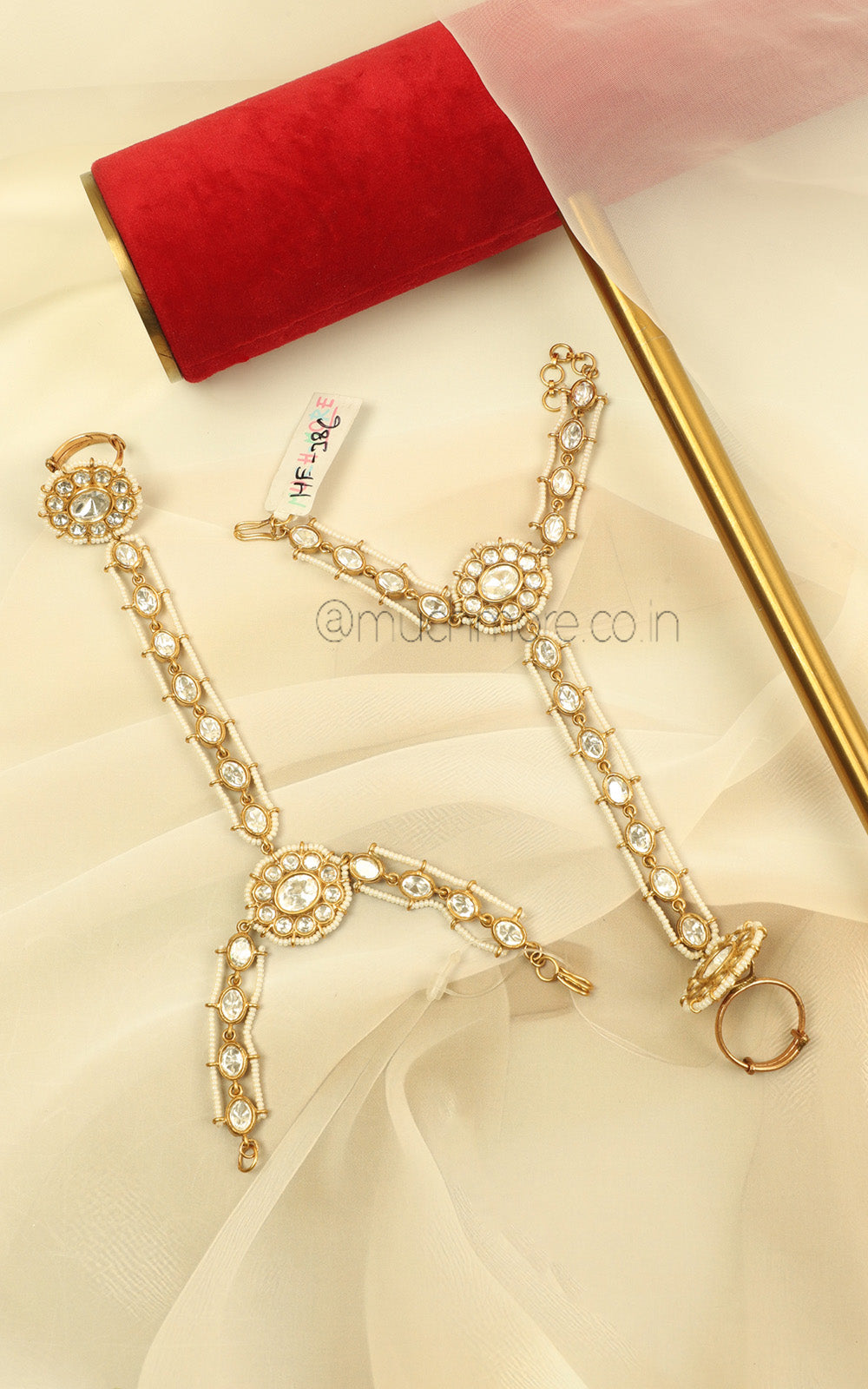 Bridal Kundan With Pearls Hathphool For Women