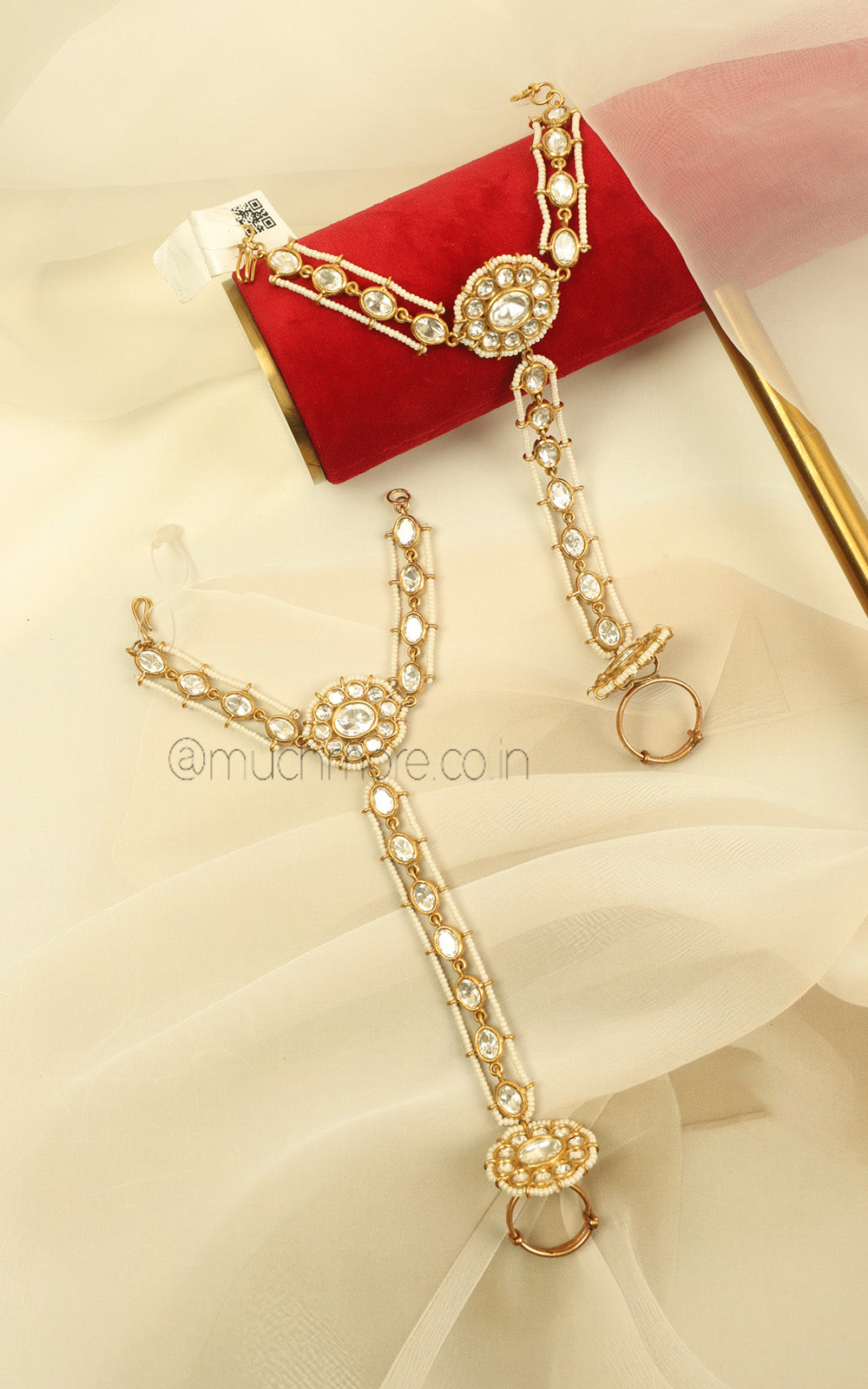 Bridal Kundan With Pearls Hathphool For Women