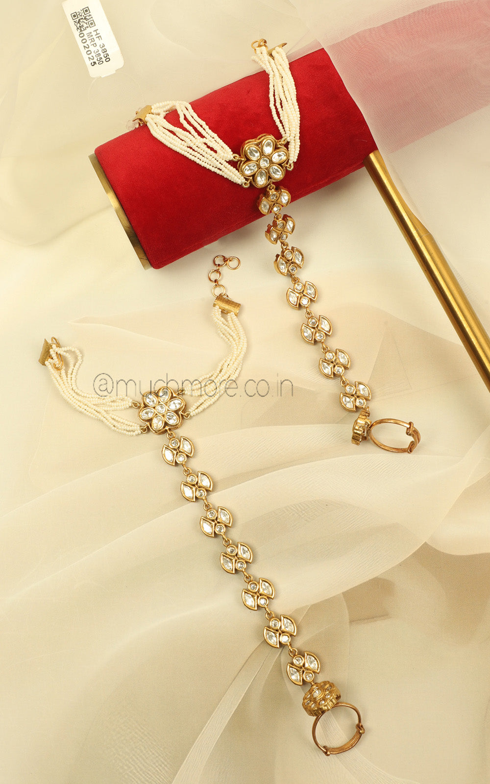 Kundan Hathphool For Bride With Pearl And Gold Finish