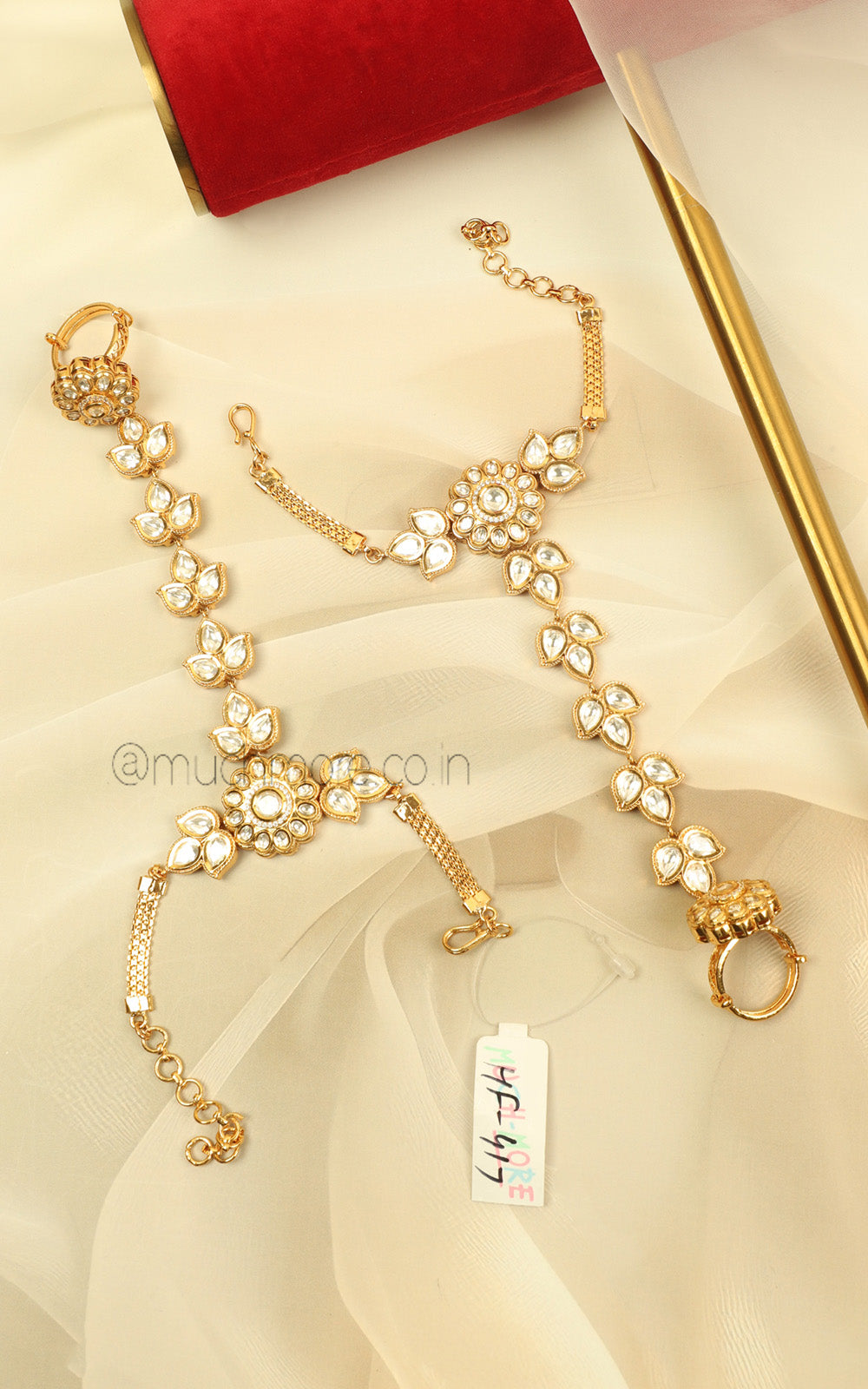 Bridal Kundan Hathphool With Gold Finish At Much More