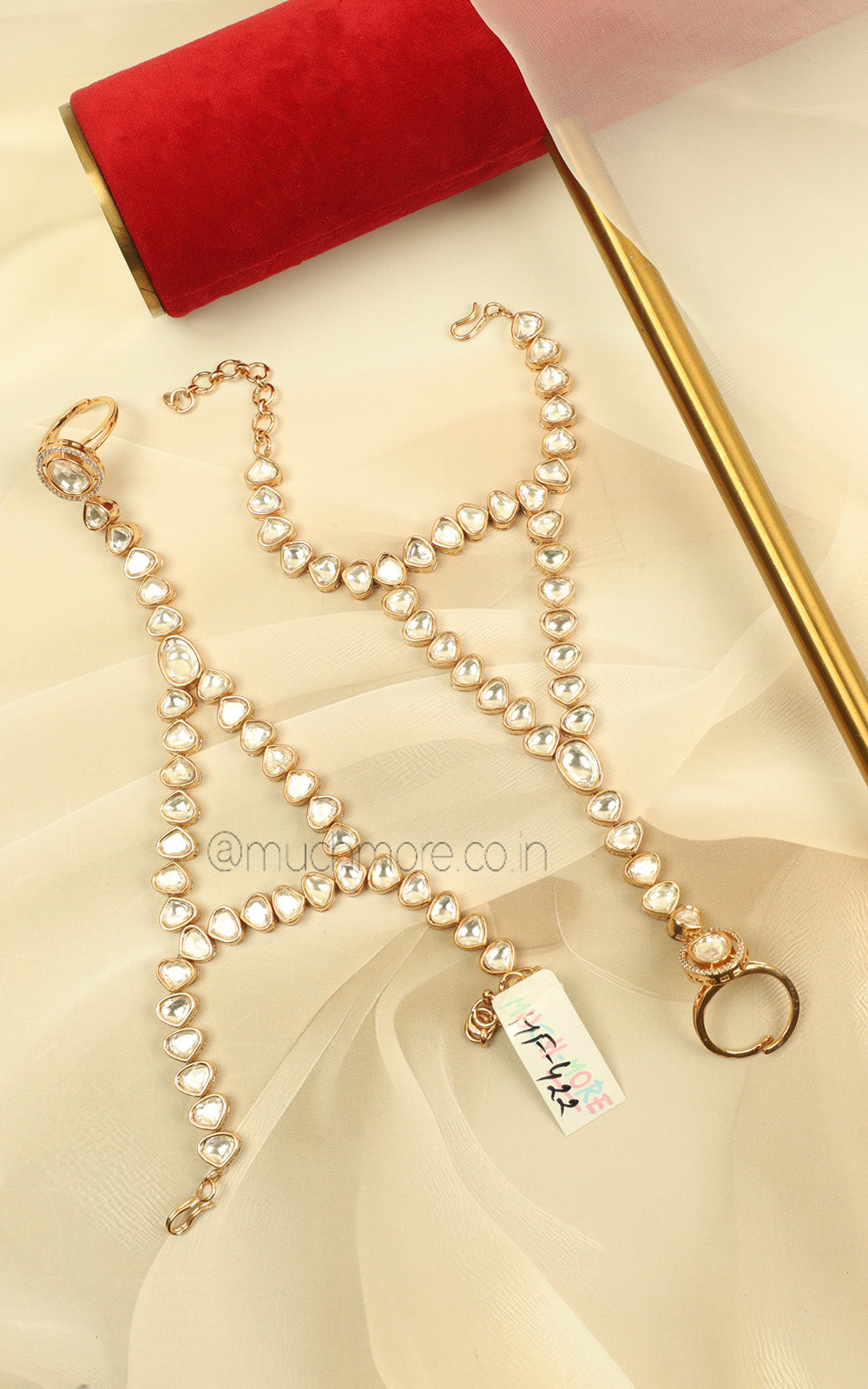 Buy Uncut Kundan Gold Polish Unique Design Hathphoool
