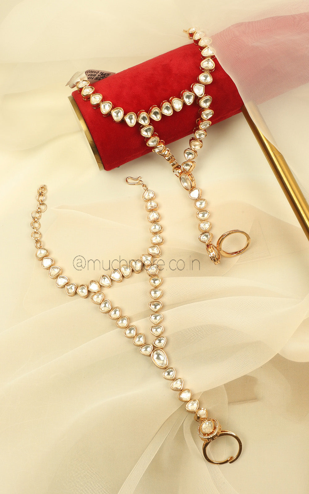 Buy Uncut Kundan Gold Polish Unique Design Hathphoool