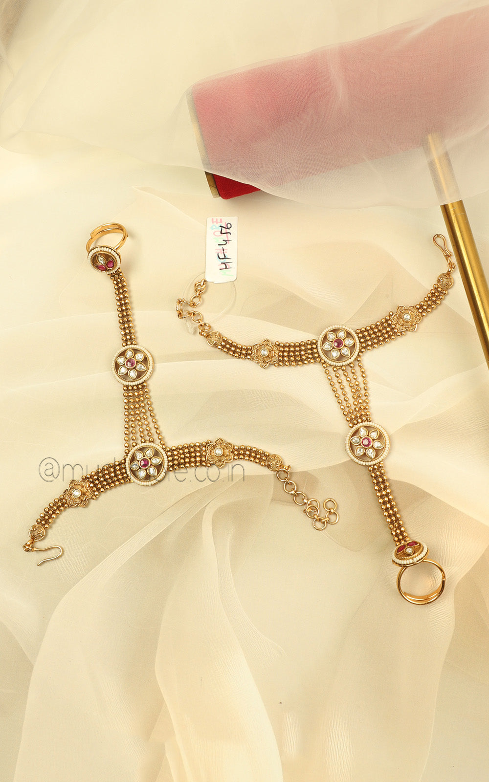 Bridal Gold Polish Hathphool For Wedding & Festive Wear