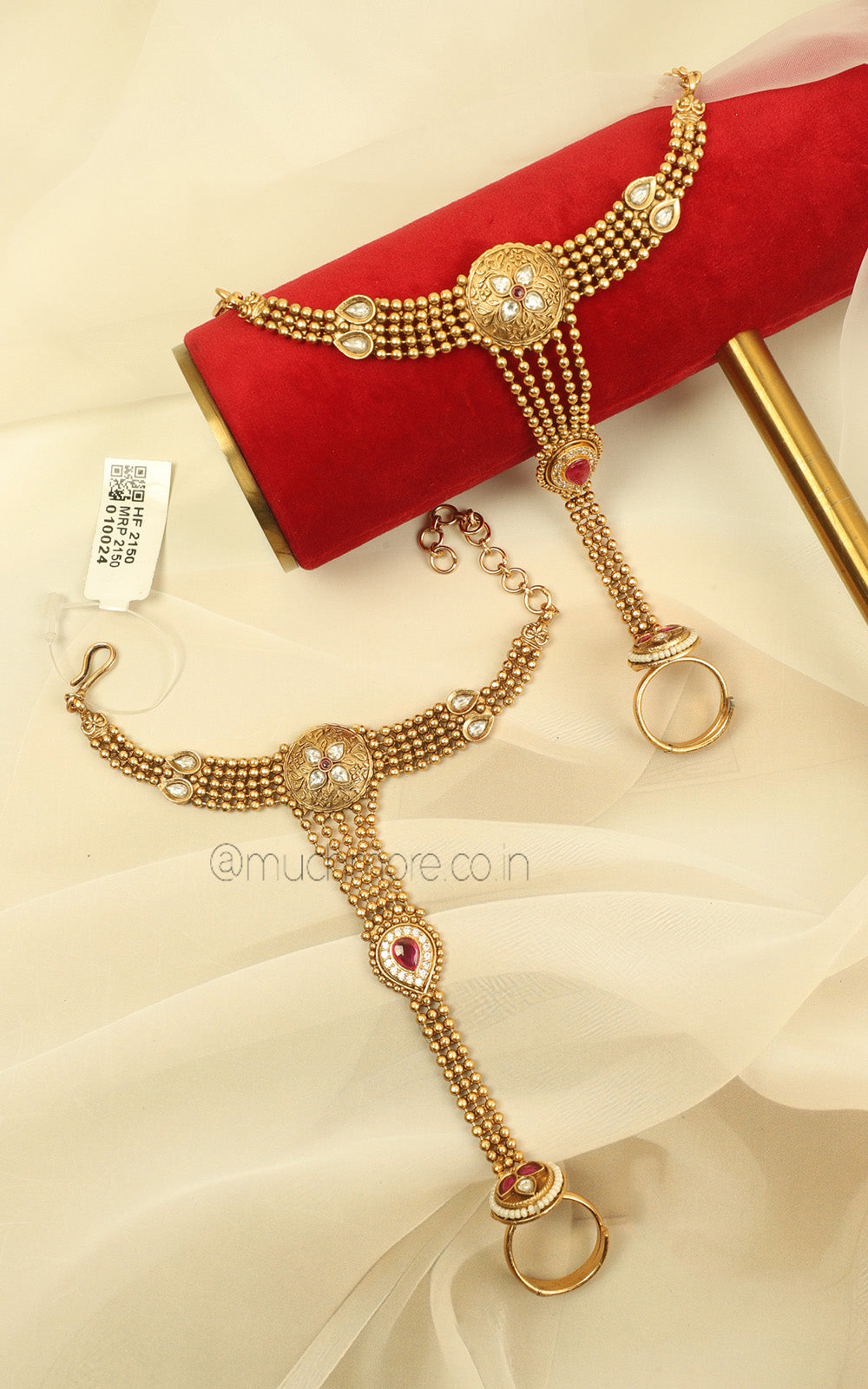Bridal Ruby Color Gold Look Hathphool Buy Now In India