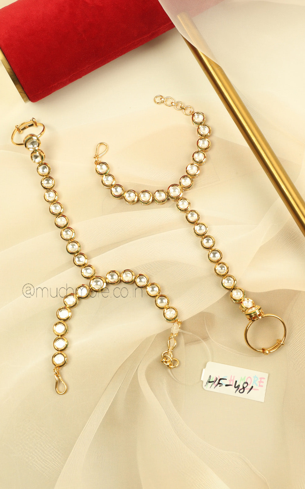 Classic Gold Polish Kundan Simple Hathphool For Brides