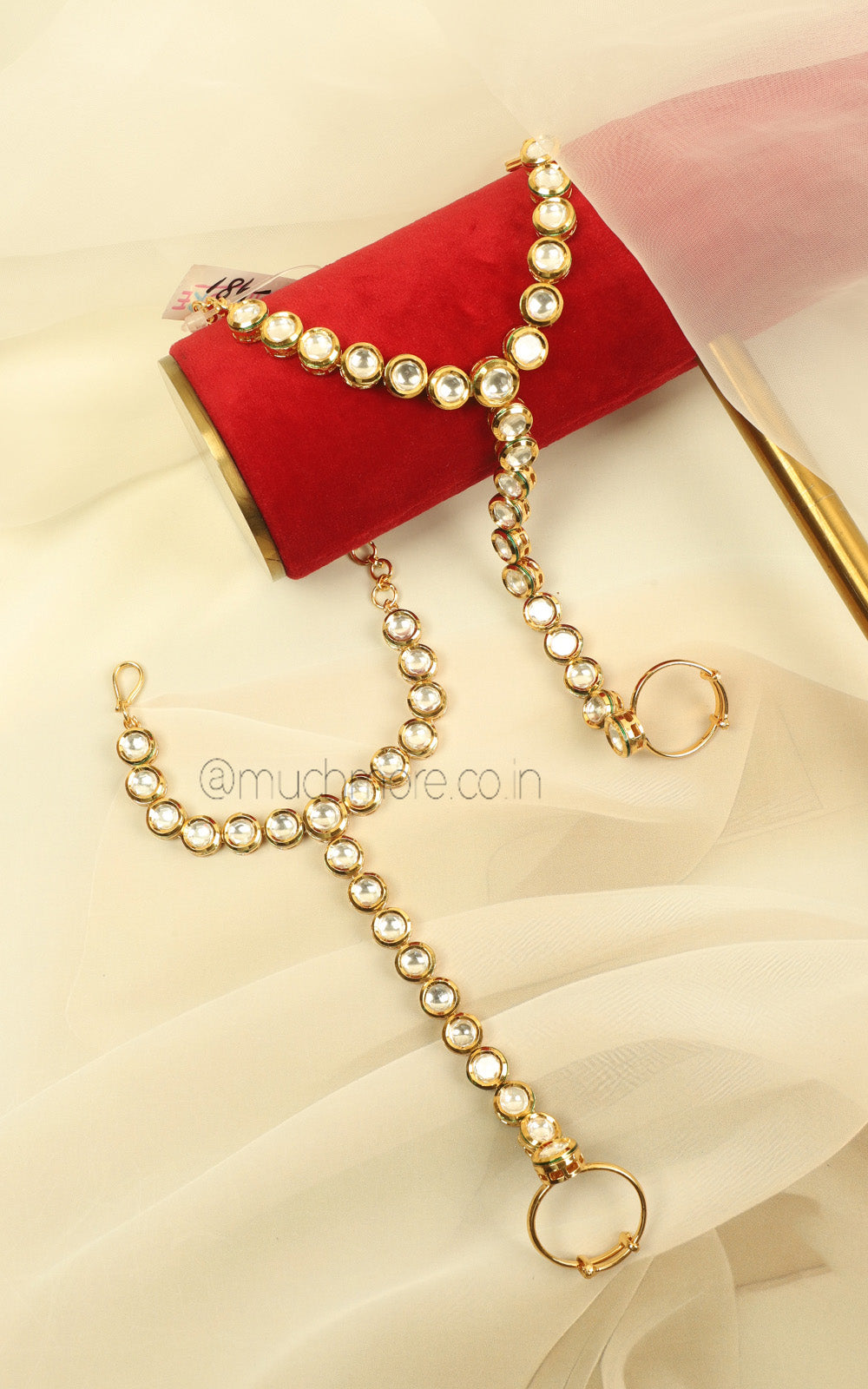 Classic Gold Polish Kundan Simple Hathphool For Brides
