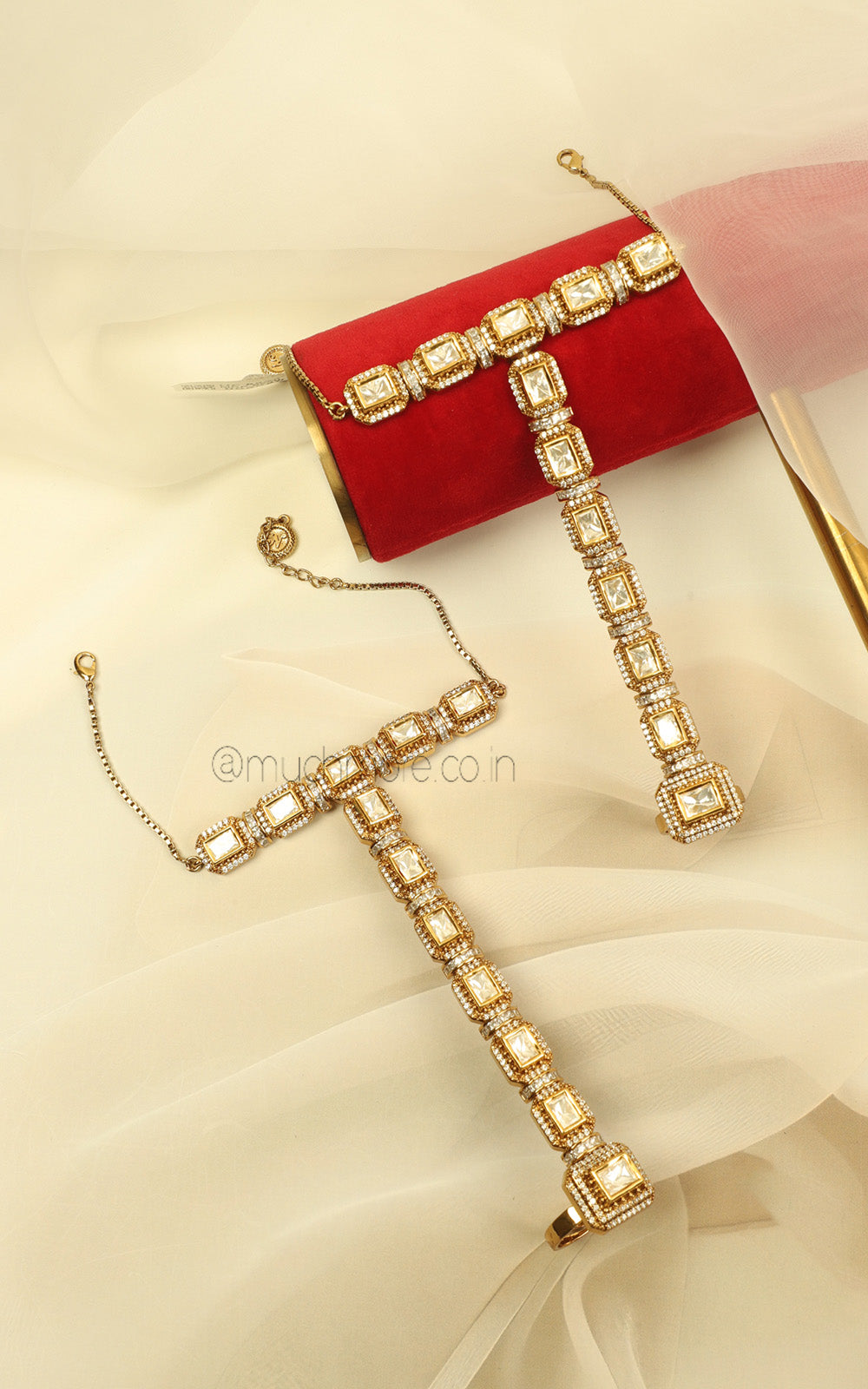 Shop Online Diamond Polki White Hathphool For Bride