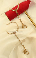 Sleek Light Ruby Color Gold Look Hathphool For Brides