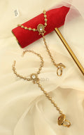 Sleek Gold Look Hathphool In Ruby Color For Indian Brides