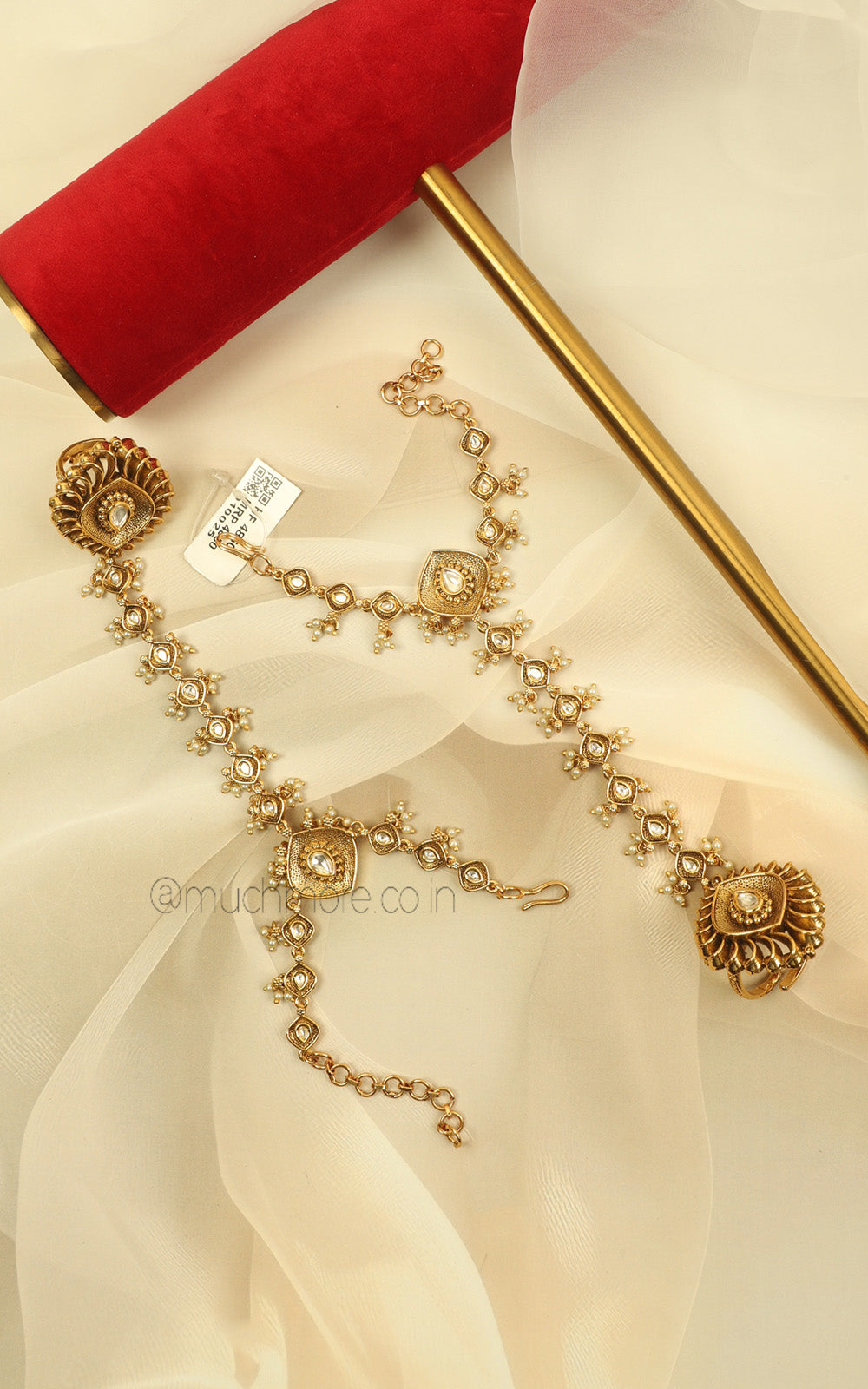 Gold Look Hathphool With Pearl Work Buy At Much More