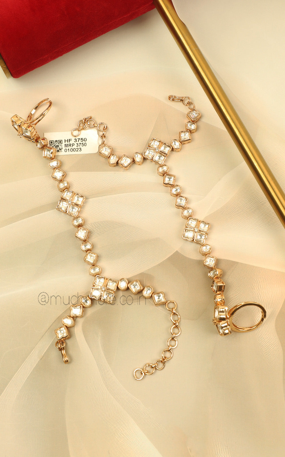 Gold Polish Kundan Flower Bridal Hathphool At Much More
