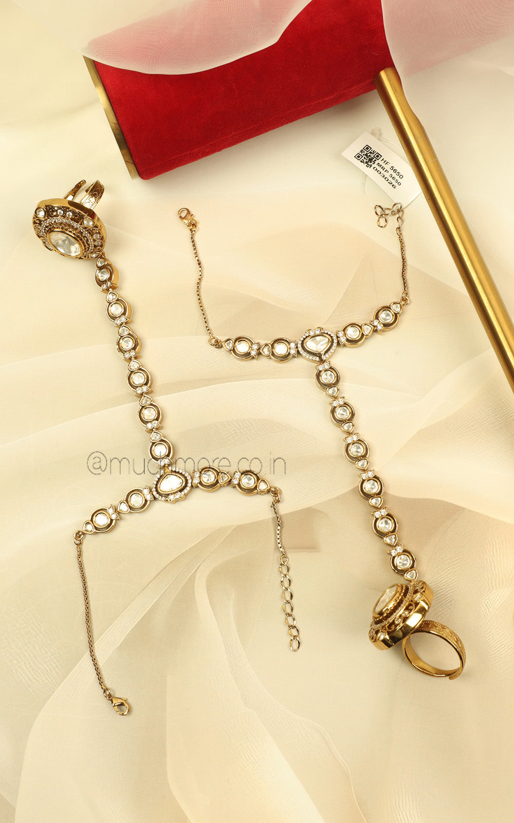White Polki Diamond Sleek Hathphool Bridal Hand Jewellery