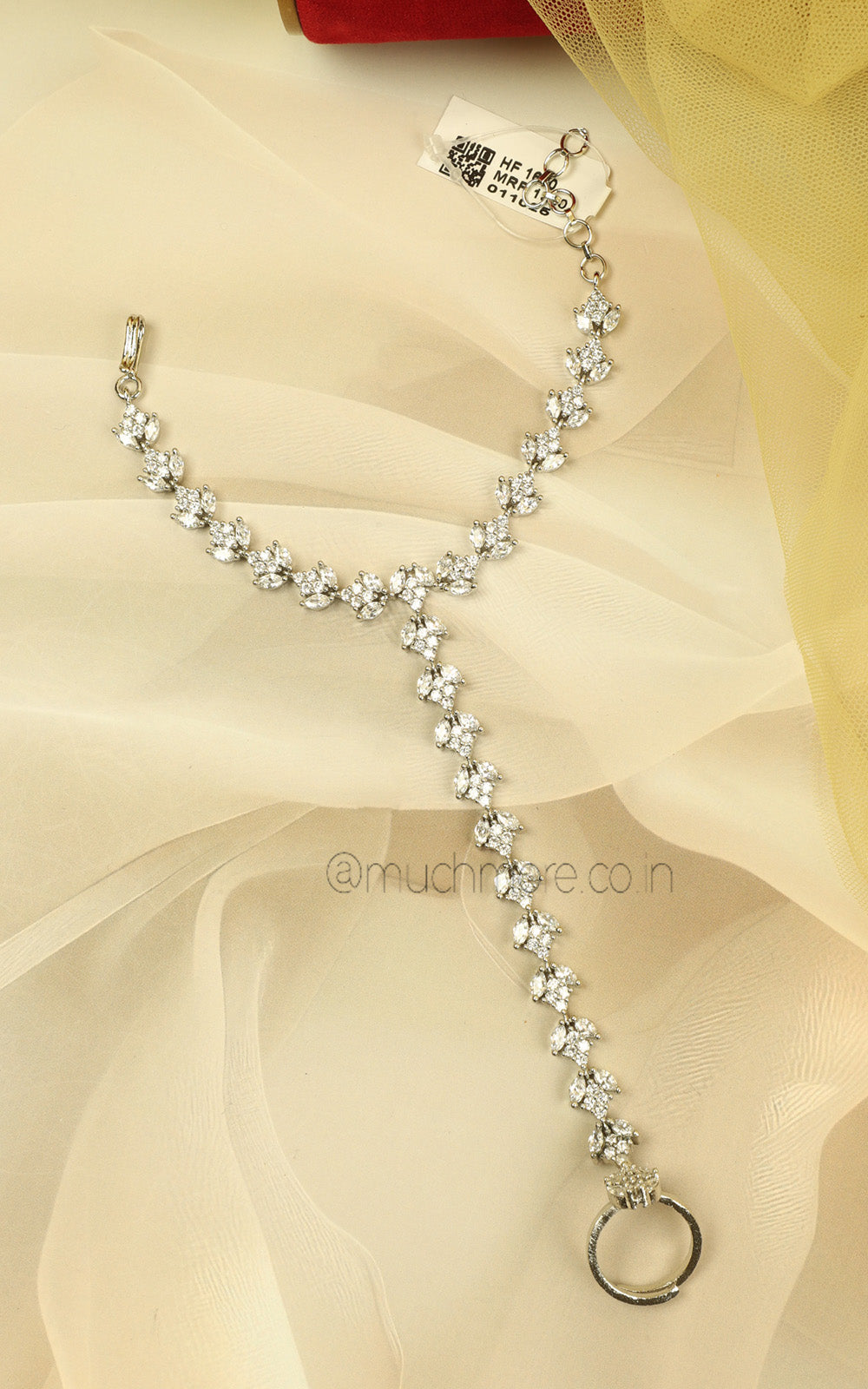 Silver Diamond Zircon Hathphool Bracelet For Women
