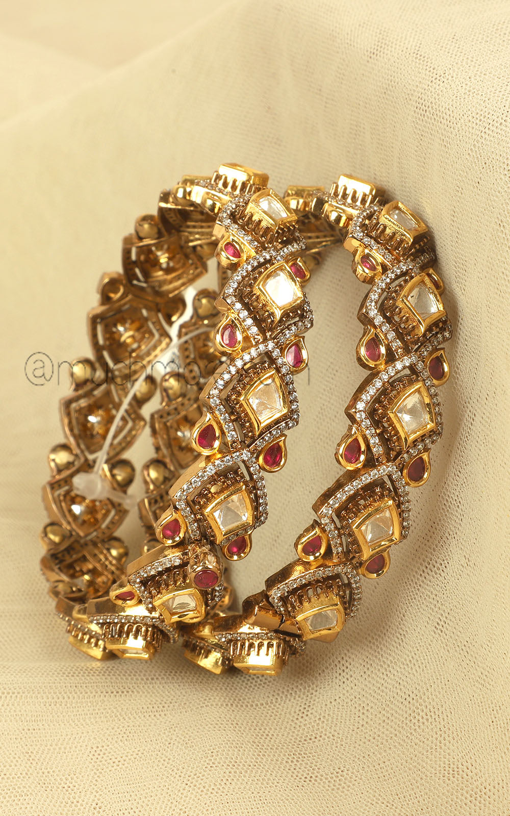 Ruby Polki With Diamonds Bangles Kangan Buy Online In India
