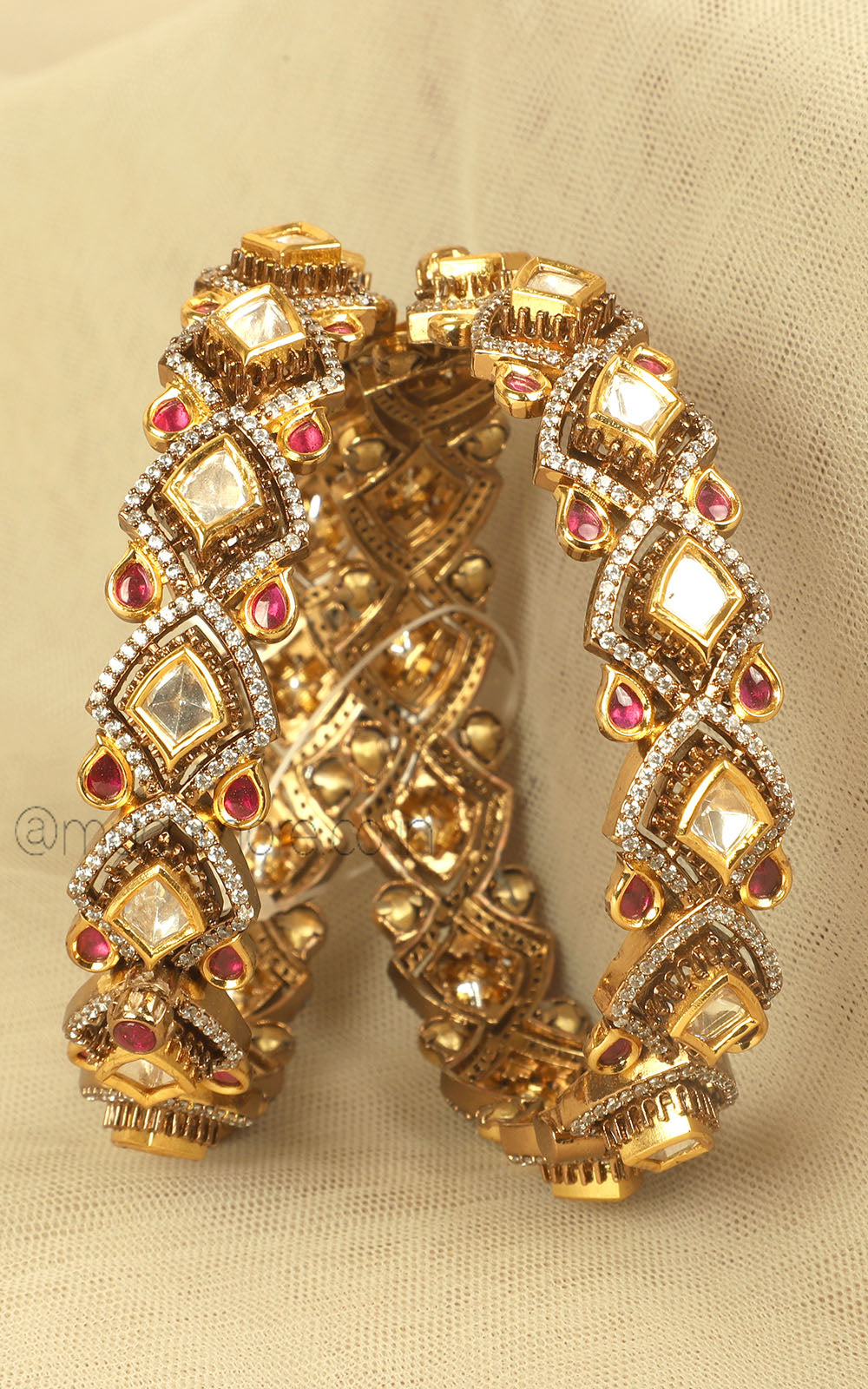 Ruby Polki With Diamonds Bangles Kangan Buy Online In India