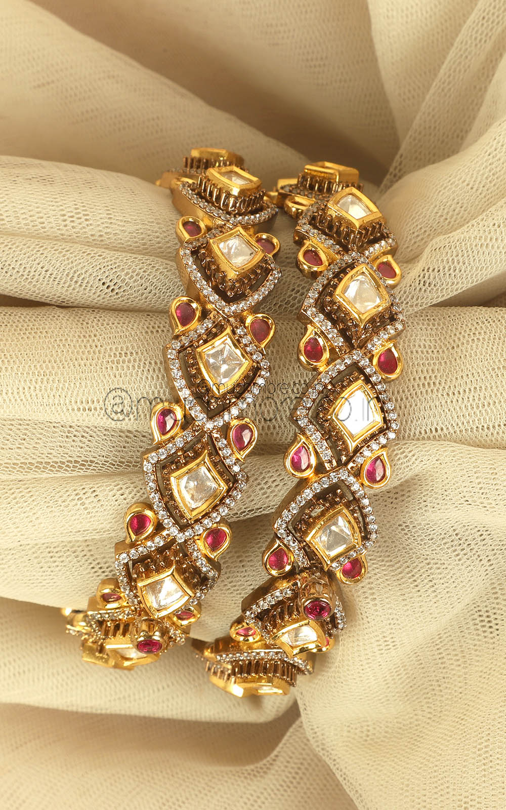 Ruby Polki With Diamonds Bangles Kangan Buy Online In India