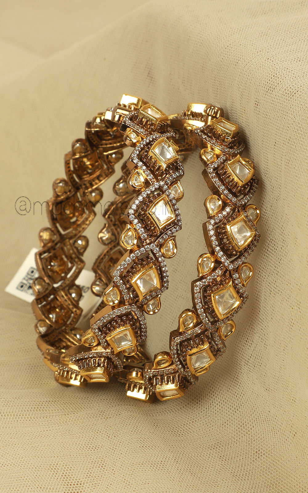 Without Color Polki And Diamonds Kada Bangles For Women