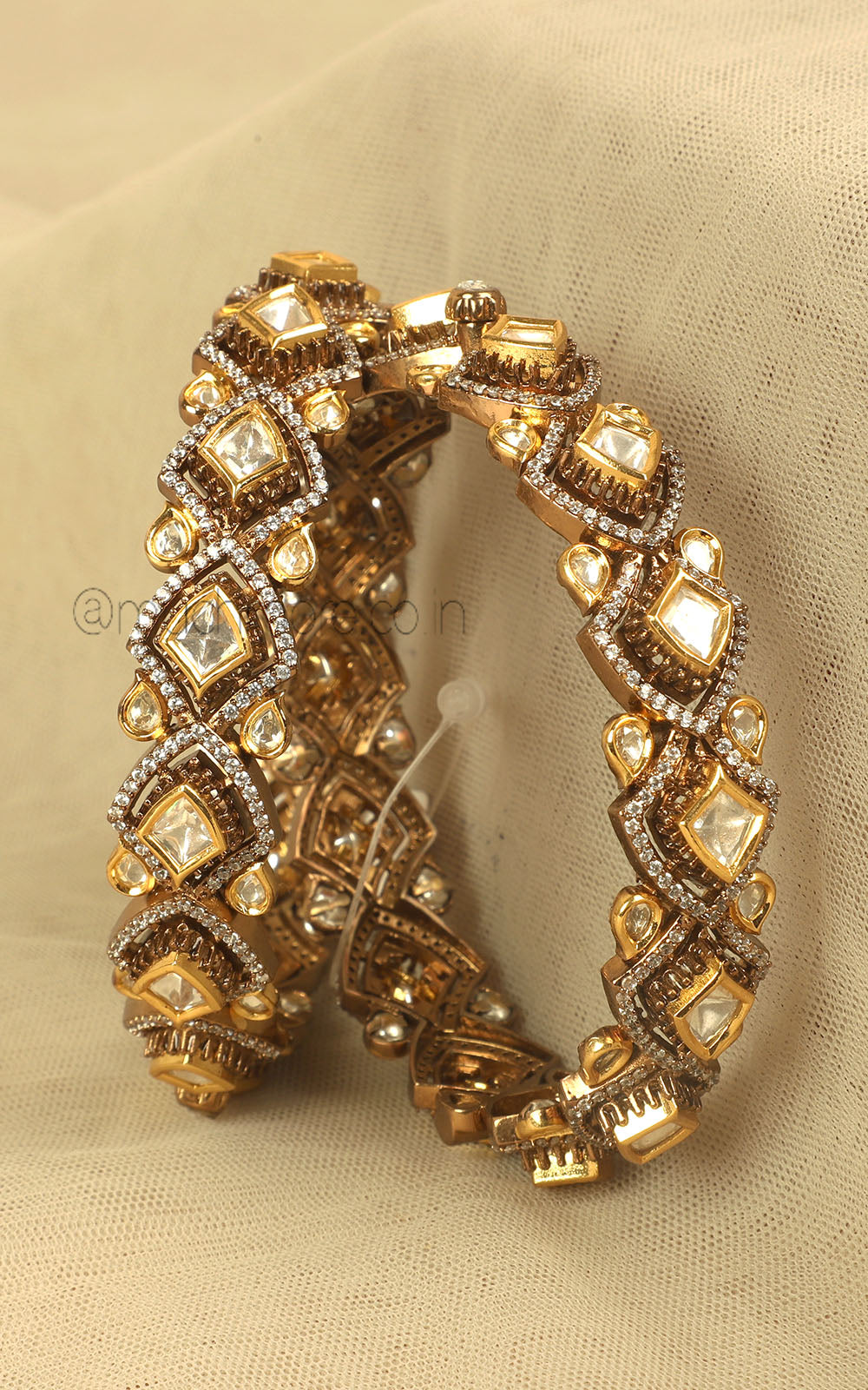 Without Color Polki And Diamonds Kada Bangles For Women