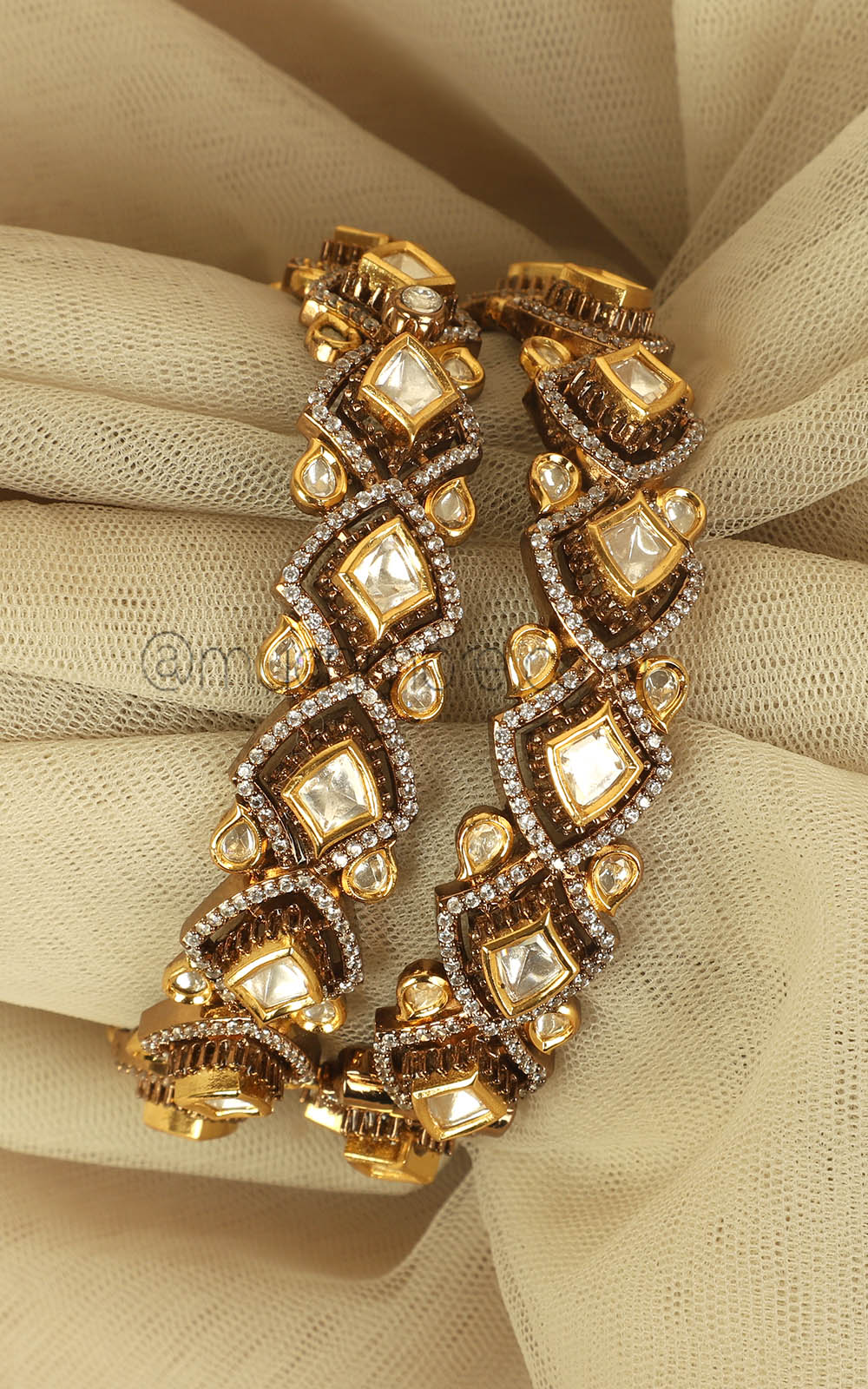 Without Color Polki And Diamonds Kada Bangles For Women
