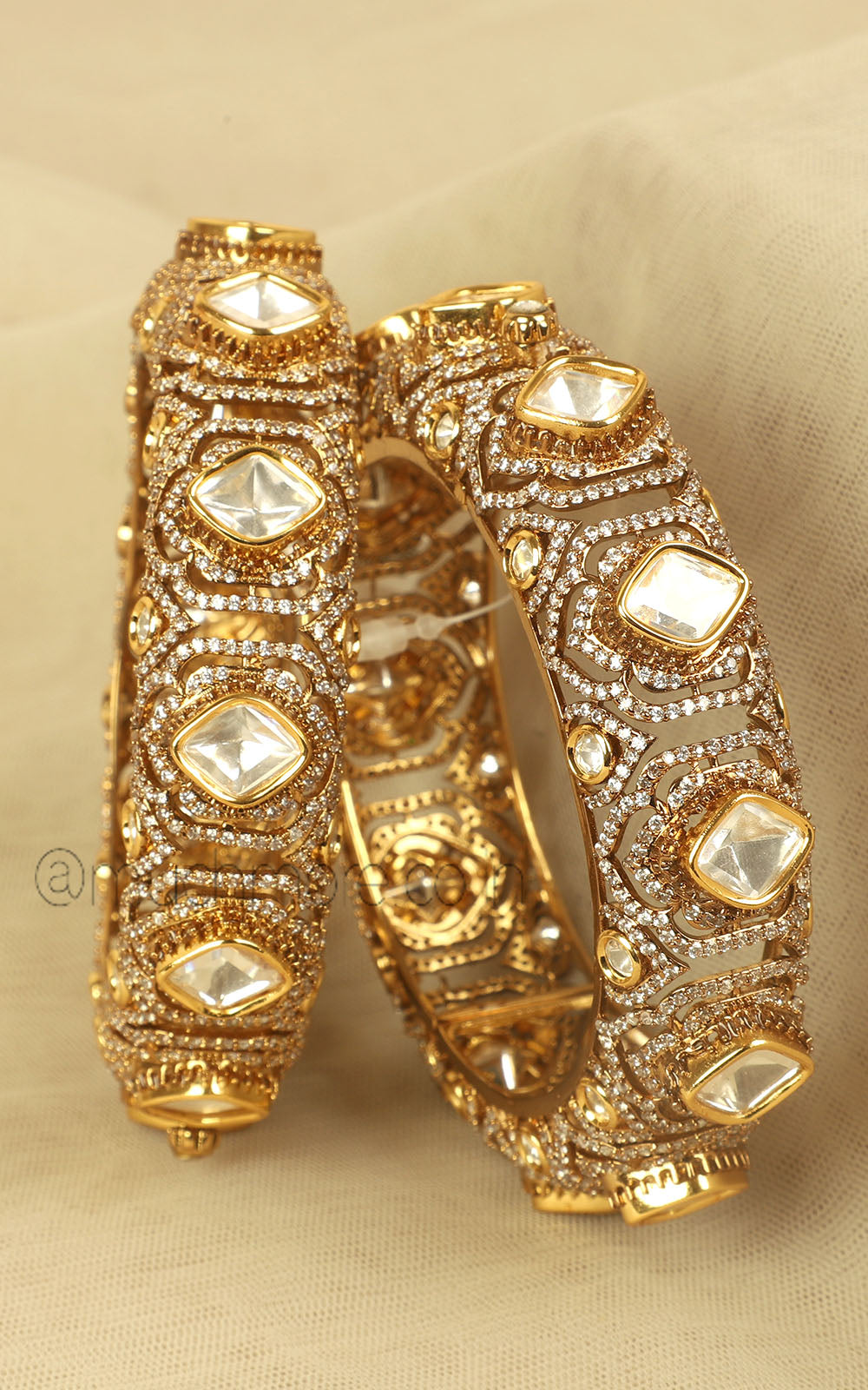 Polki With Diamonds Gold Polish Kangan Bangles Kada