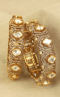 Polki With Diamonds Gold Polish Kangan Bangles Kada