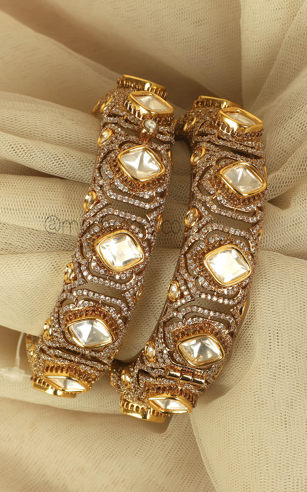 Polki With Diamonds Gold Polish Kangan Bangles Kada