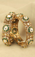 Latest Design Emerald Green Polki Kangan Bangles Online