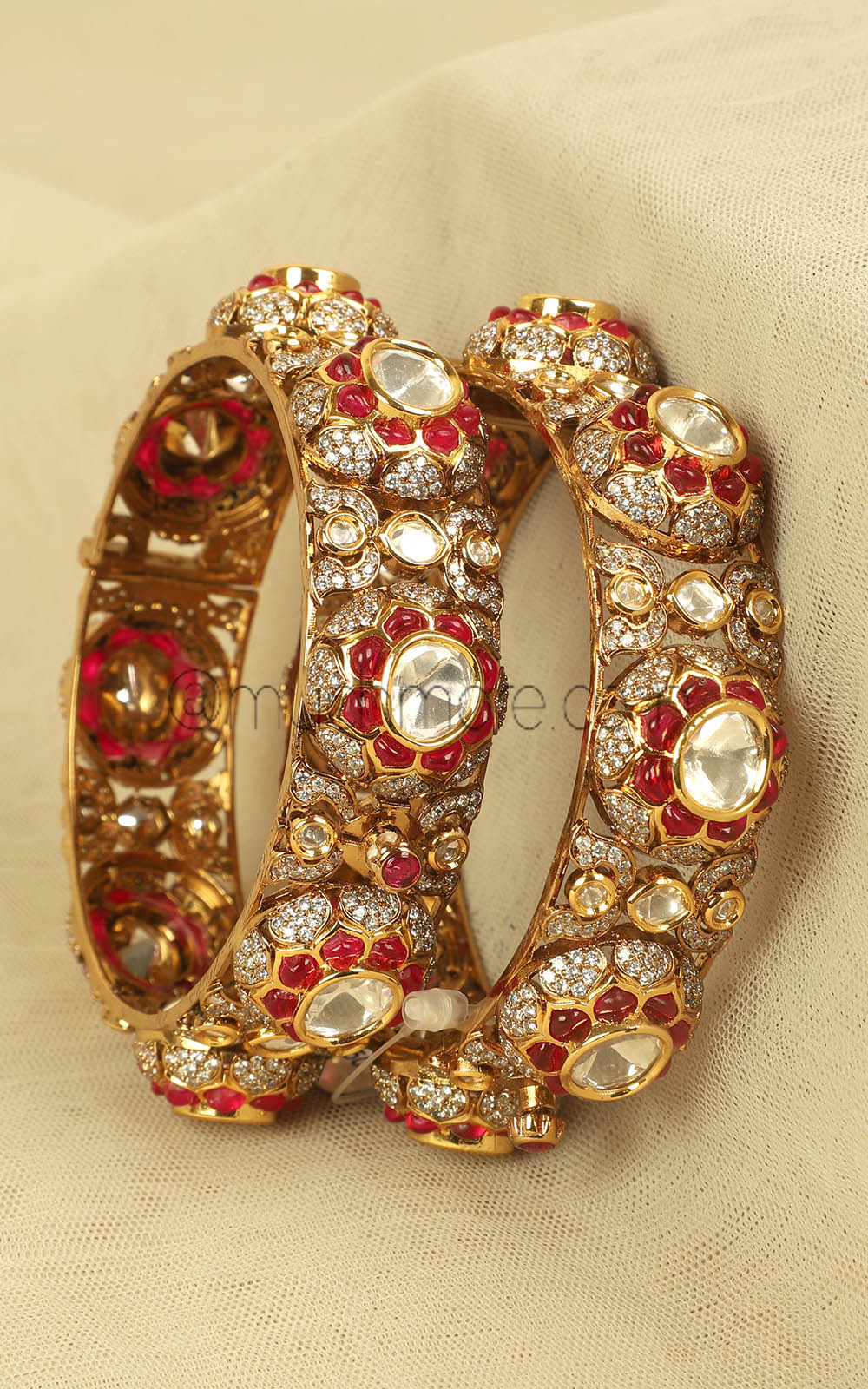 Ruby Gold Polish Polki Designer Kada Bangles Buy Online