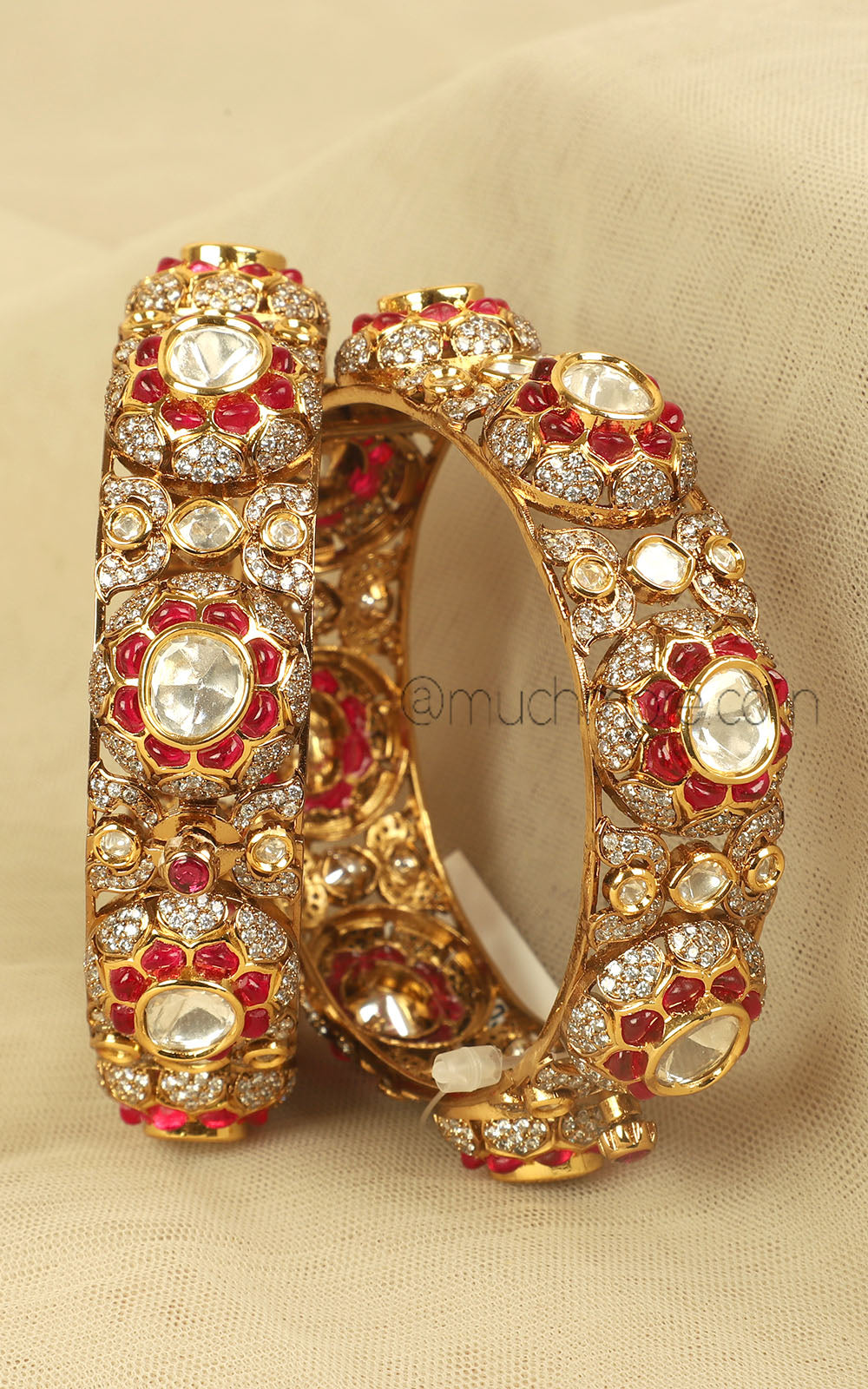 Ruby Gold Polish Polki Designer Kada Bangles Buy Online