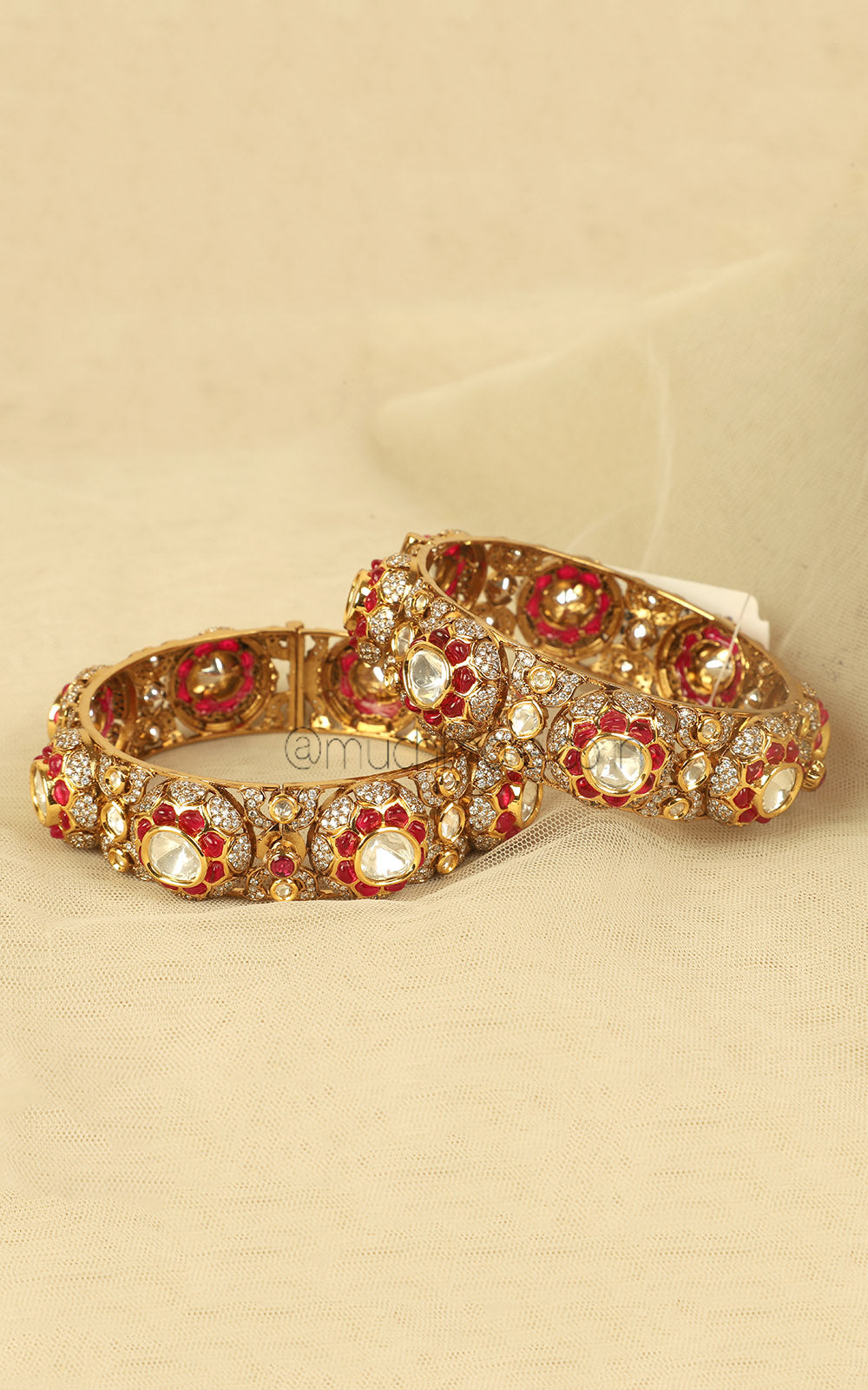 Ruby Gold Polish Polki Designer Kada Bangles Buy Online