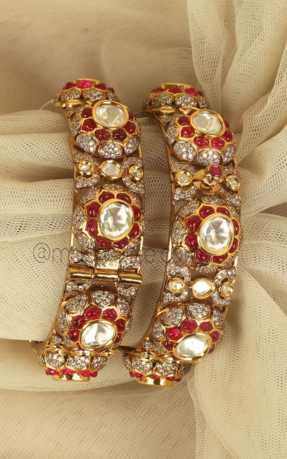 Ruby Gold Polish Polki Designer Kada Bangles Buy Online