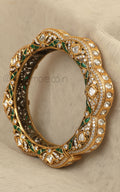 Designer Emerald Green Kundan Pacheli Kangan Kada Bangle