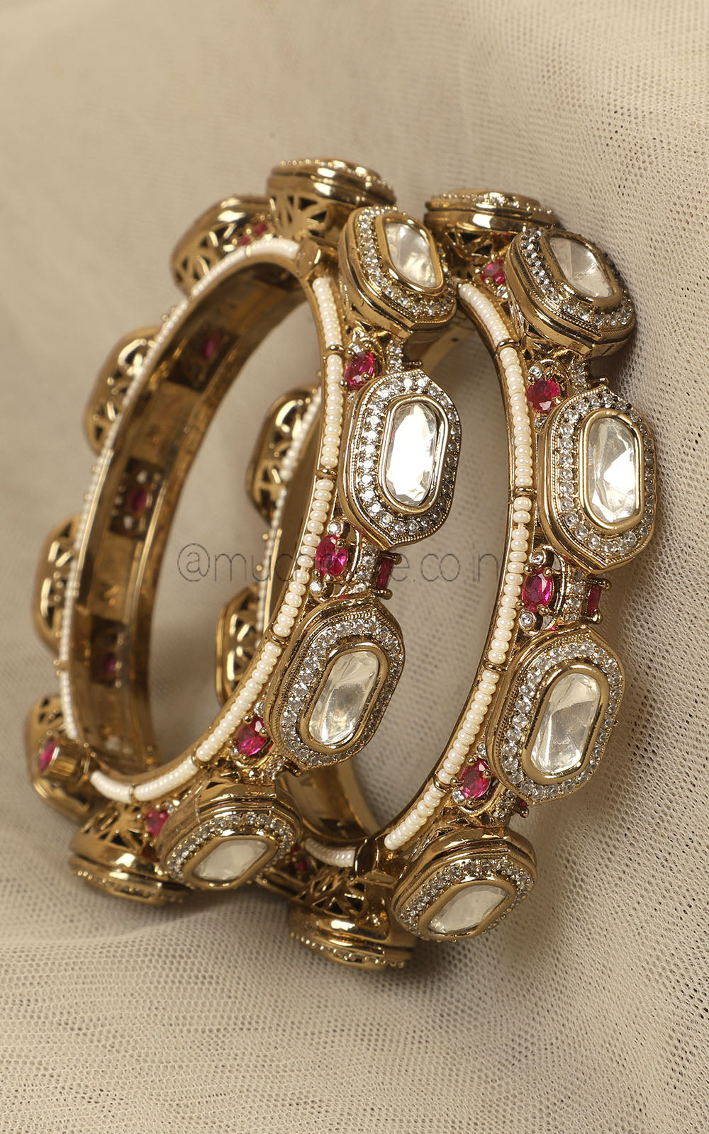 Ruby Polki With Diamond Bangles From Latest Collection