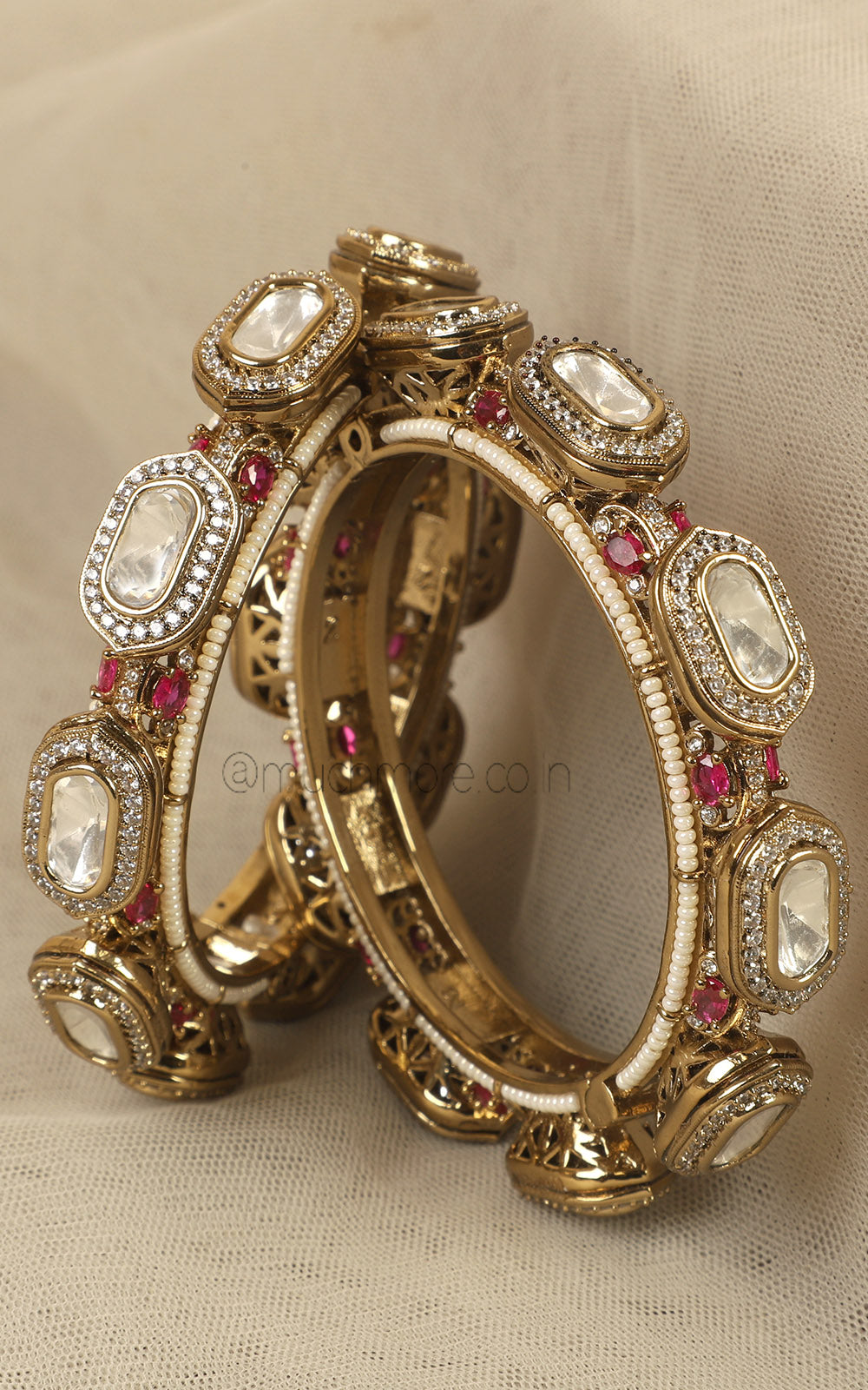 Ruby Polki With Diamond Bangles From Latest Collection