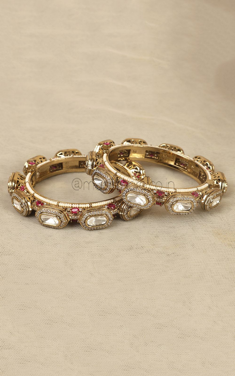 Ruby Polki With Diamond Bangles From Latest Collection