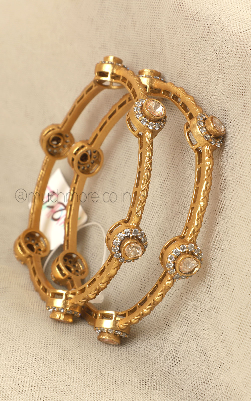 Gold Plated Polki Sleek Bangles For Women