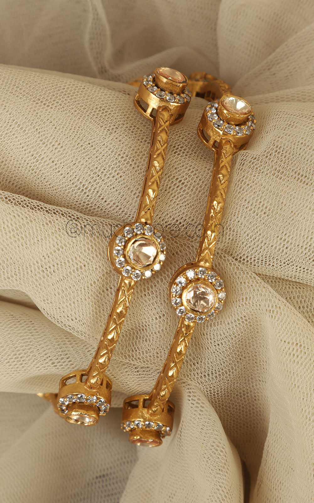 Gold Plated Polki Sleek Bangles For Women