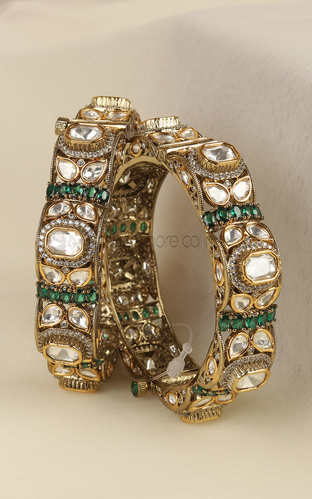 Polki Emerald Green Bridal Bangles Buy At Much More
